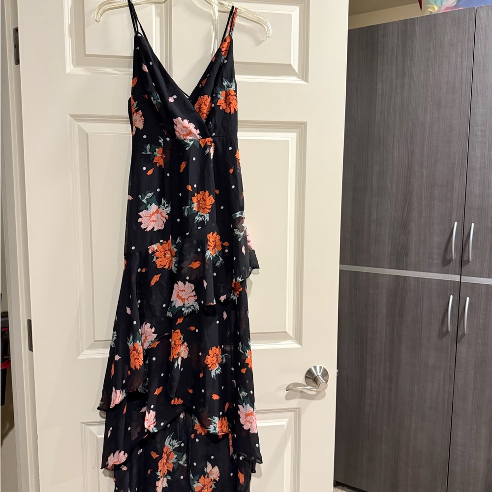 Lulu's Orange and White Asymmetrical Sundress